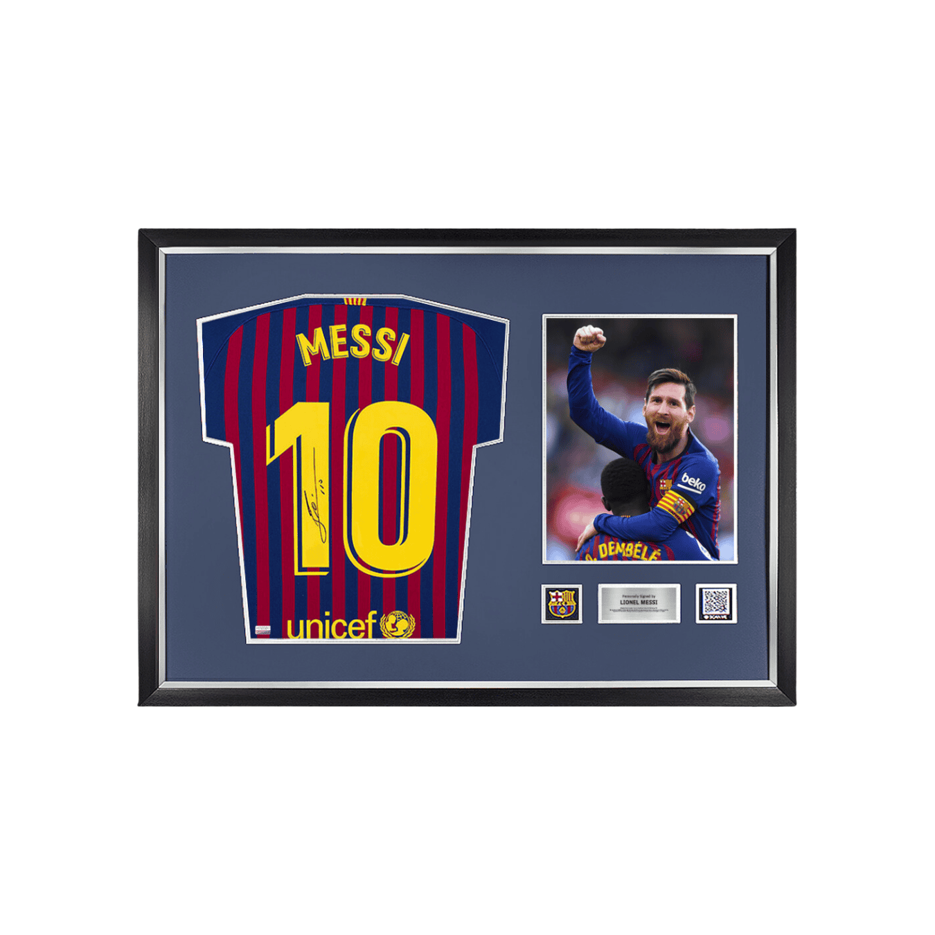 Lionel Messi Official FC Barcelona Back Signed And Framed